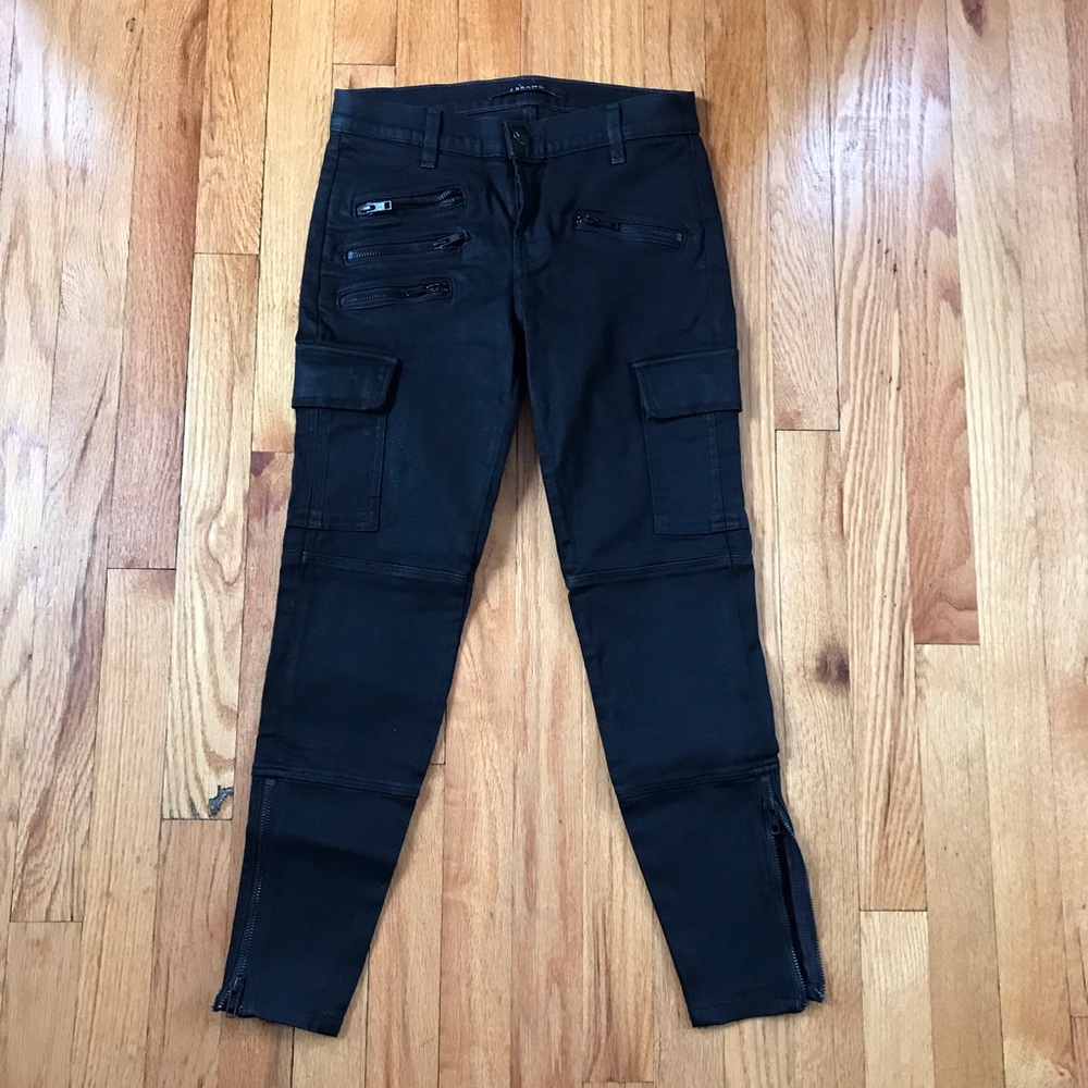 J Brand Brix Racer Zip Cargo Coat Steal Black Skinny Cargo Jeans 25